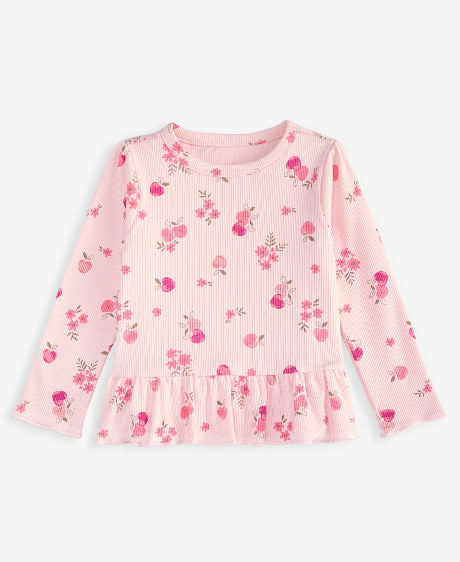 Baby Girls' Mix & Match Long-Sleeve Apple-Print Peplum T-Shirt