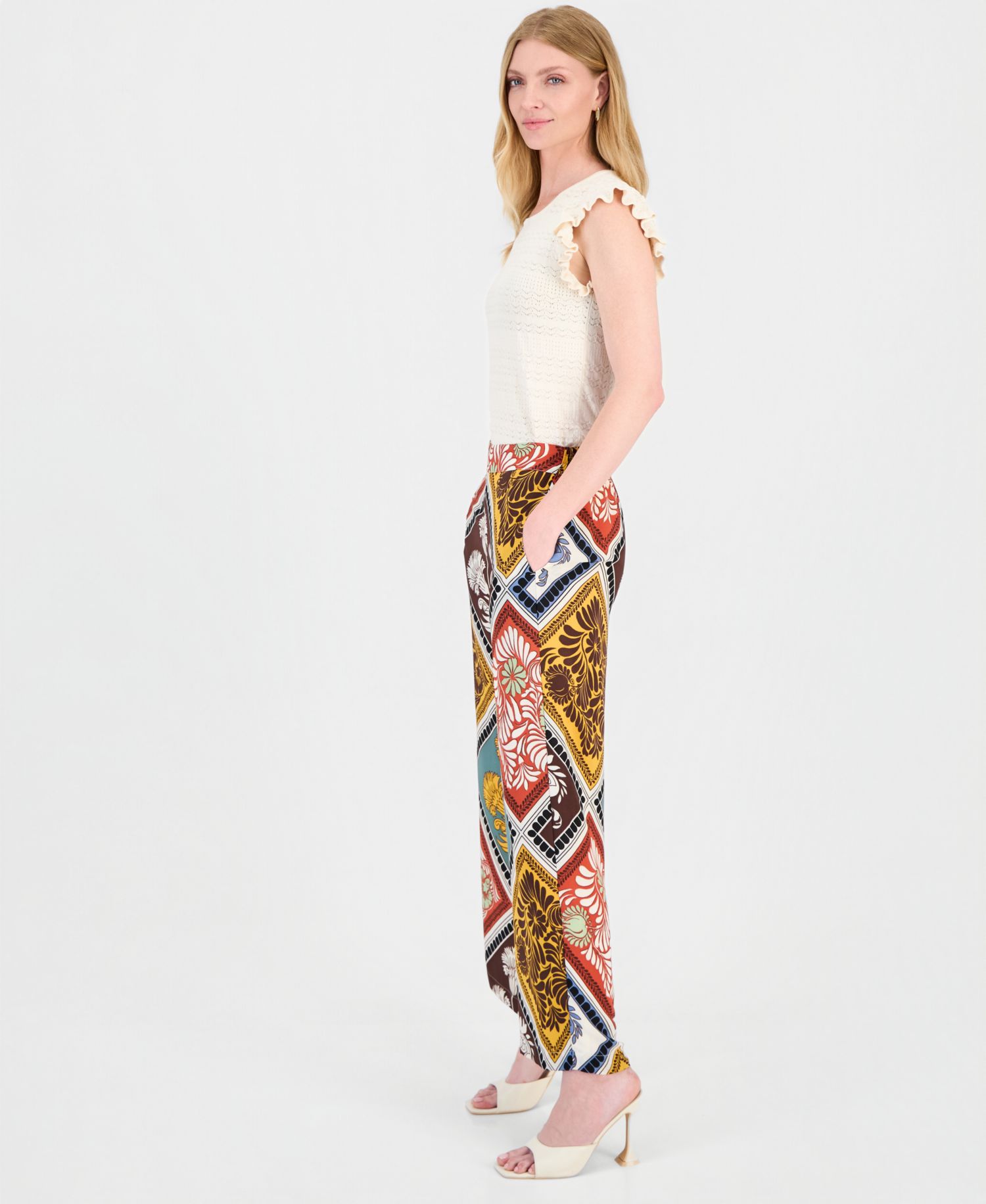 Women's High-Rise Printed Pull-On Pants