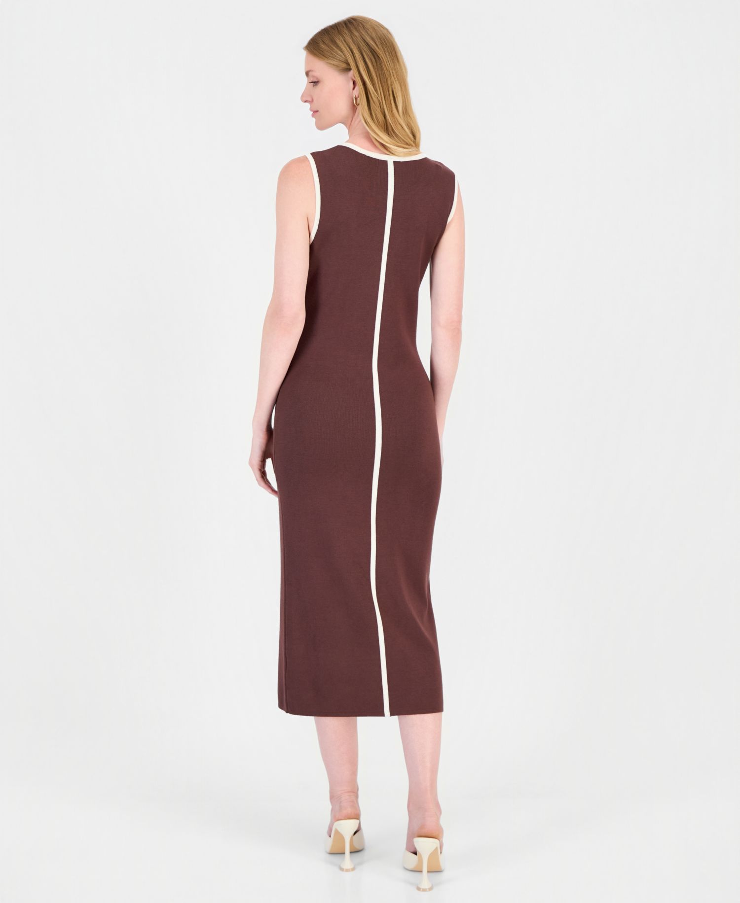 Women's Contrast Tipped Midi Bodycon Dress