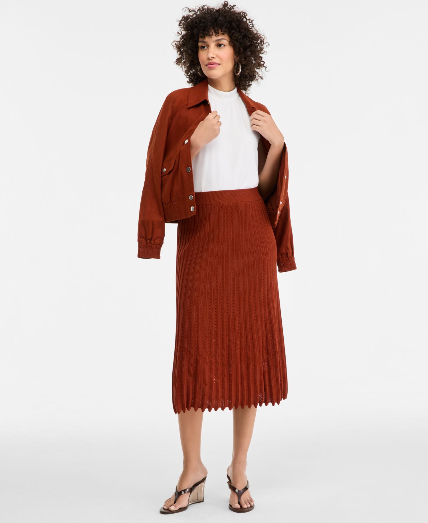 Women's Sweater-Knit Pleated High-Waisted Skirt