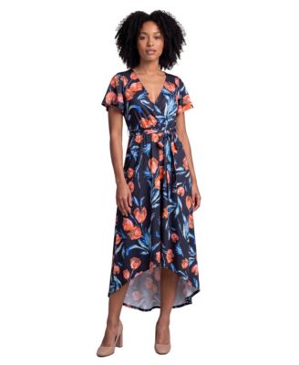 Petite Essential Black Floral Print Short-Sleeve Dress