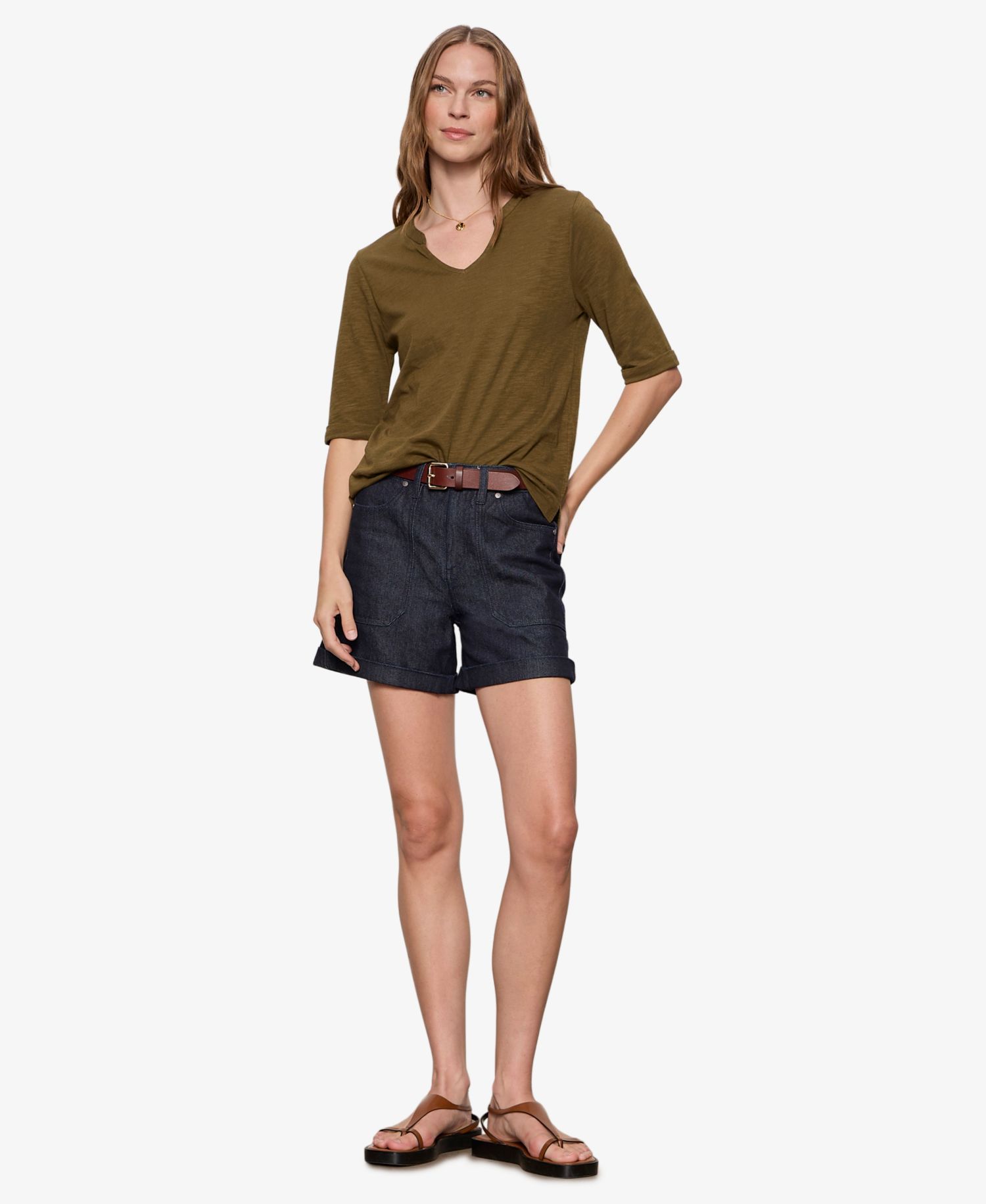 Petite Notch-Neck T-Shirt