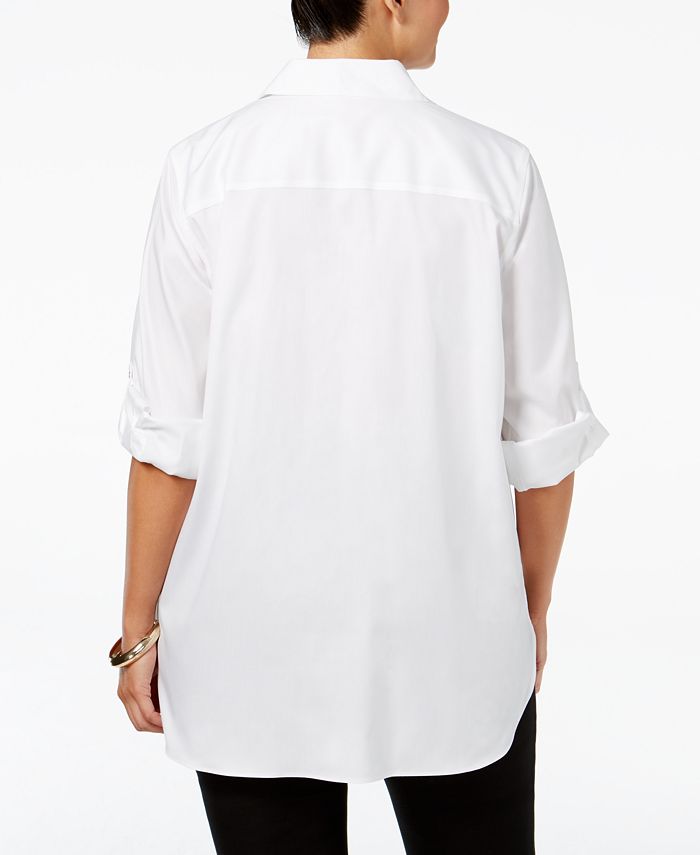 Calvin Klein - Plus Size Button-Front High-Low Tunic Shirt