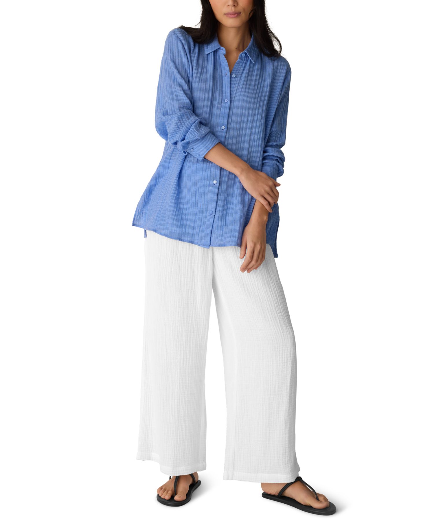 Women's Cotton Striped Long-Sleeve Shirt