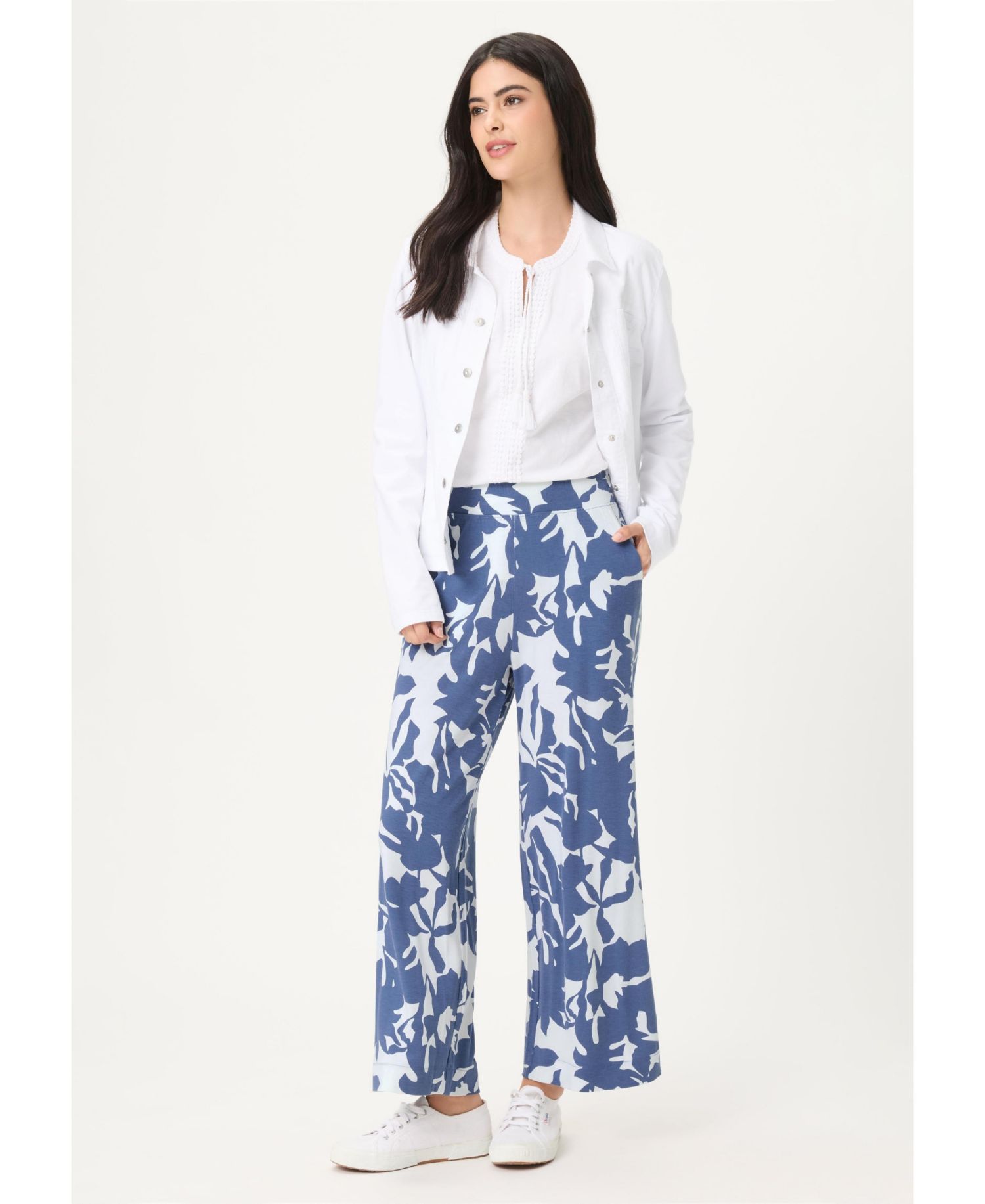 Abstract Floral Jersey Cropped Pant