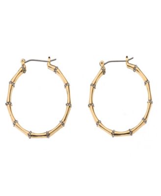 Nicole Miller Gold-Tone Crystal Accents Hoop Earrings - Gold
