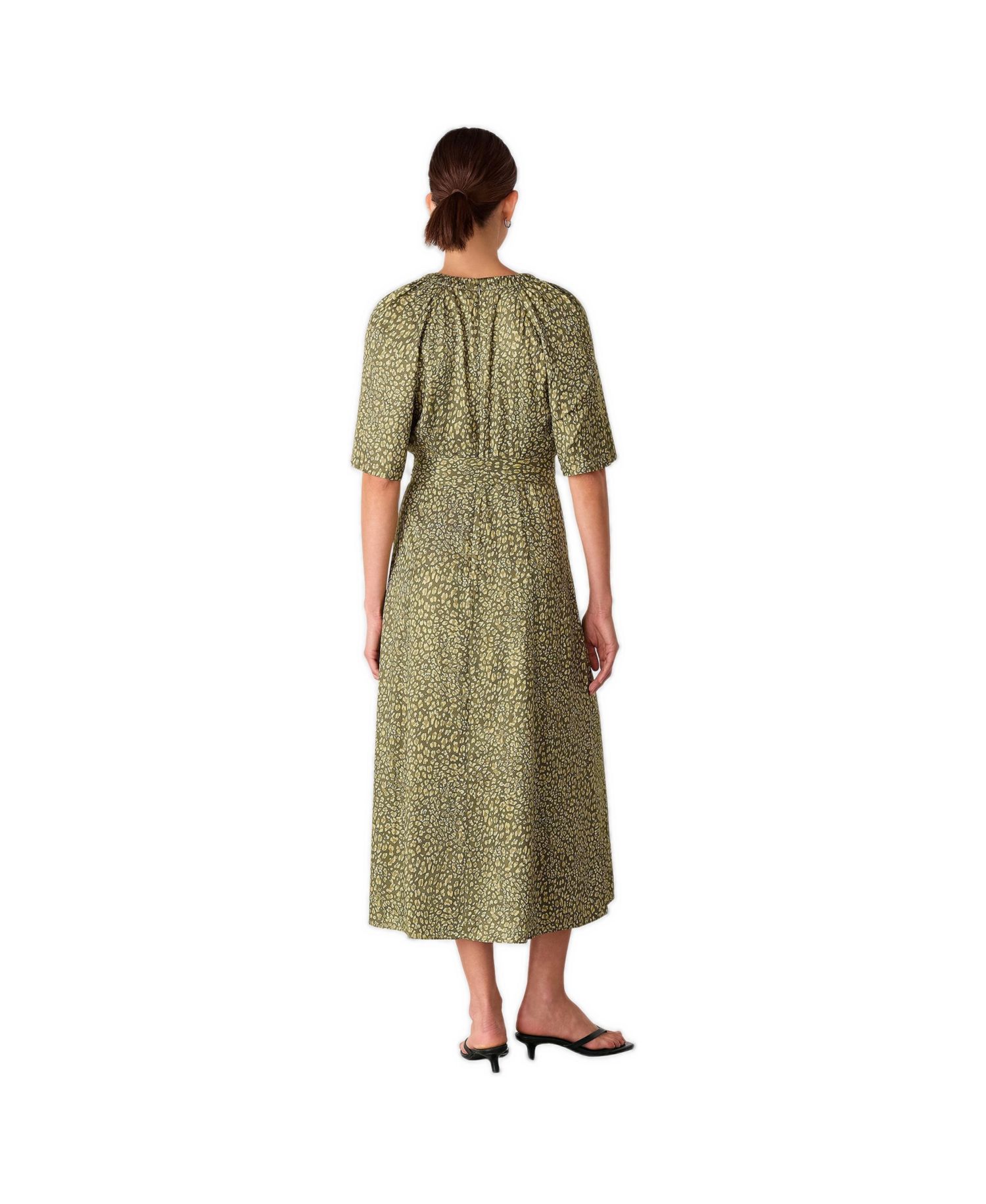 Women's Leopard Short Sleeve Midi Dress