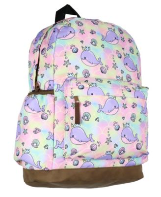 Narwhal 16" Backpack Unicorn Of The Sea Whale All-Over Print School Book Bag 16"