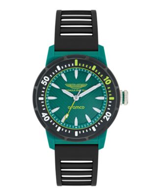 Aston Martin F1 Men's Pdk 3 Hand Quartz Black Silicone Watch 40mm - Green