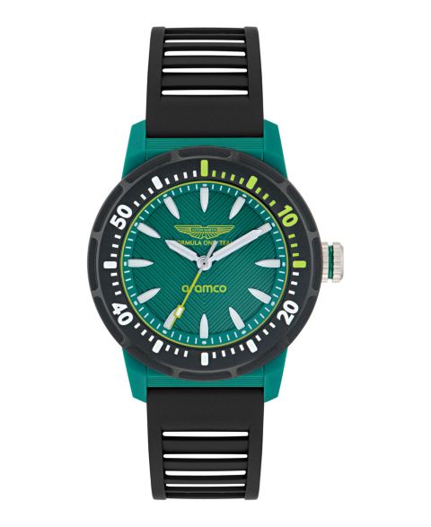 Мужские часы Aston Martin F1 PDK 3 Hand Quartz Black Silicone 40mm
