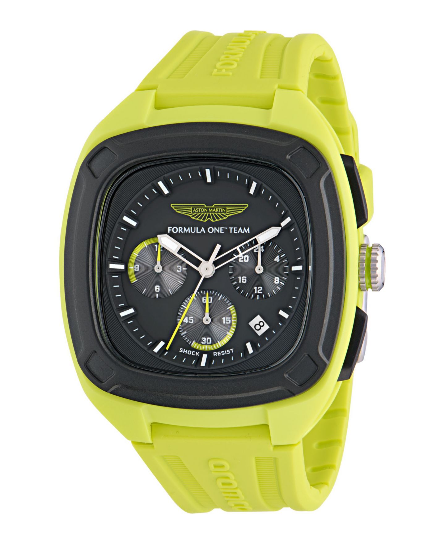 Мужские часы Aston Martin F1 OVR Chronograph Date Quartz Light Green Silicone 44mm — фото 4