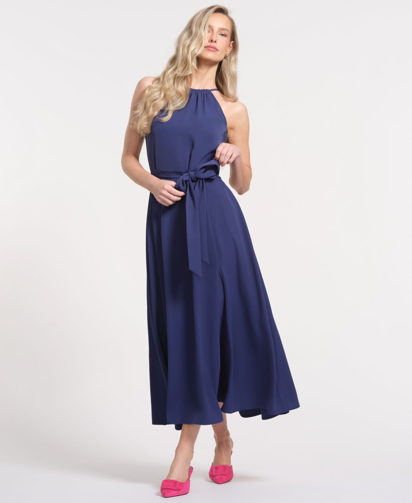 Женское платье Isaac Mizrahi Sleeveless Halter Neck Maxi, цвет: Тёмно-синий — фото 2