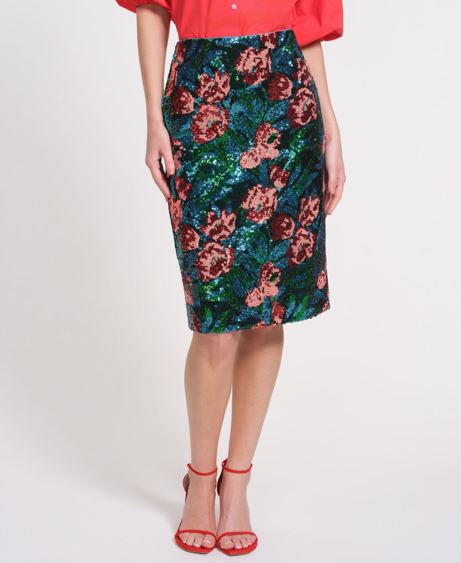 Women's Floral Pencil Midi Skirt