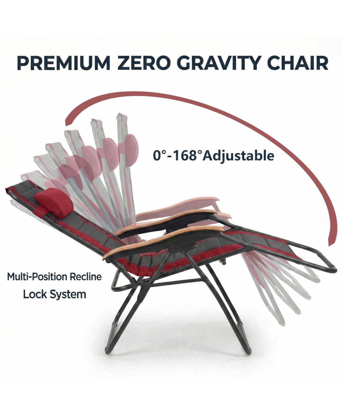 Clihome Oversized Padded Zero Gravity Chair, Foldable Patio Recliner, 30" Wide Seat Anti Gravity Lounger