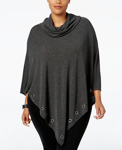 Belldini Plus Size Grommet Cowl-Neck Poncho