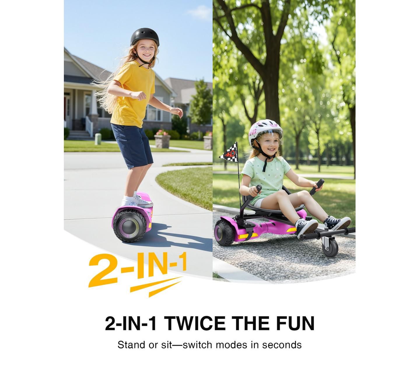 Баланс-скутер Everyfun K1 и G13 с насадкой-сиденьем, для детей и взрослых, цвет: Розовый — фото 5