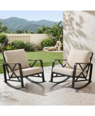 Outdoor Rocking Chair Set of 2, Patio Furniture Sets, Waterproof Rocking Chair with Thick Cushion, Metal Rocker for Balcony