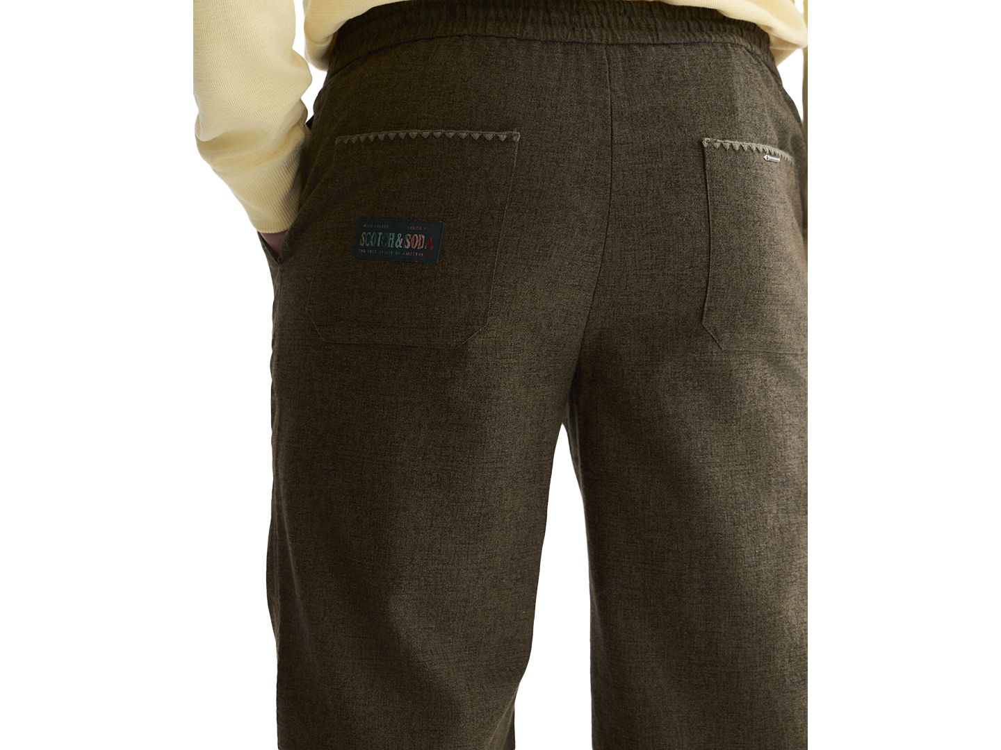 Мужские брюки SCOTCH & SODA Otis Melange Relaxed-Fit, цвет: Тёмно-зелёный меланжевый — фото 3