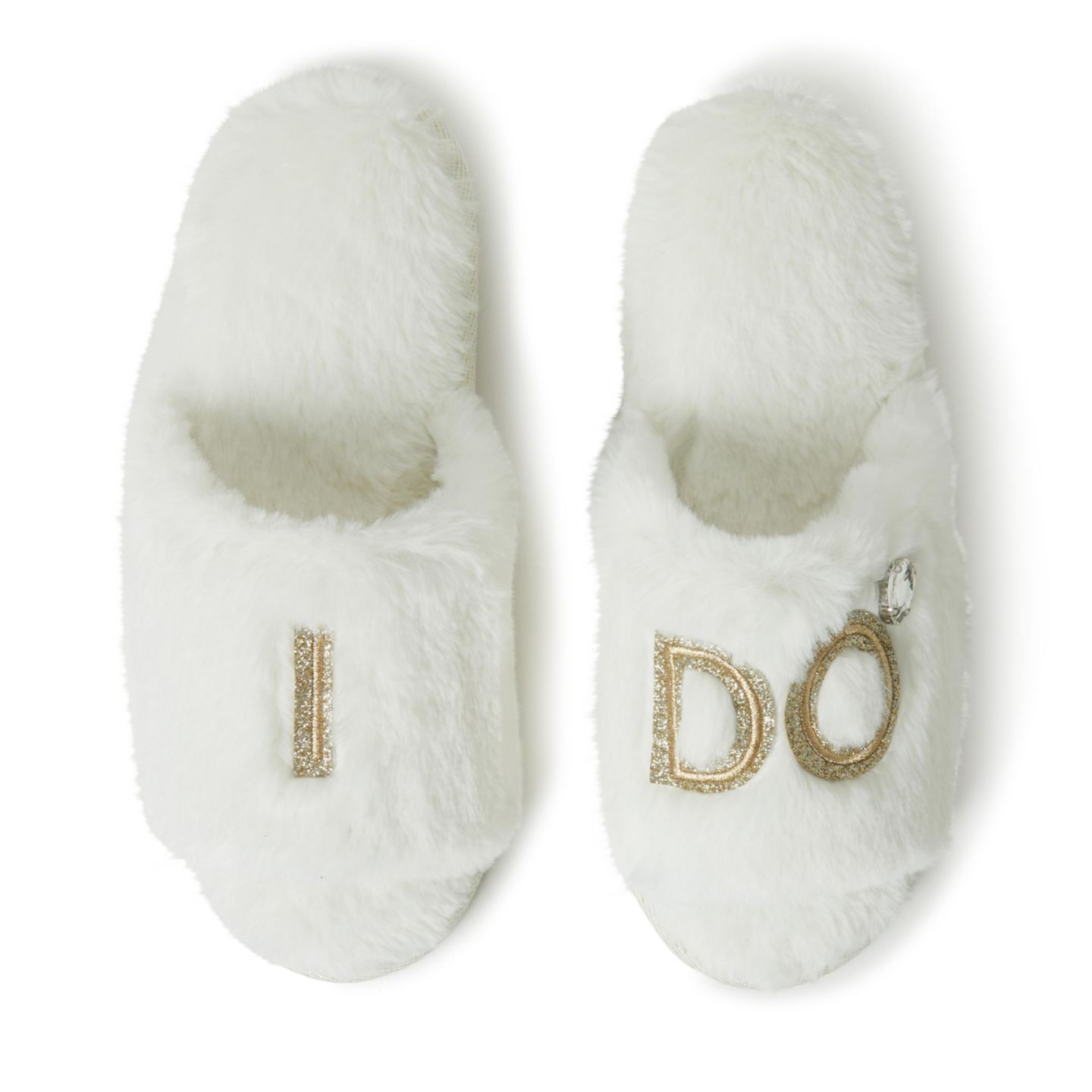 Женские тапочки Dearfoams Lane Bridal I Do Fuzzy Slide, цвет: Алебастровый — фото 9