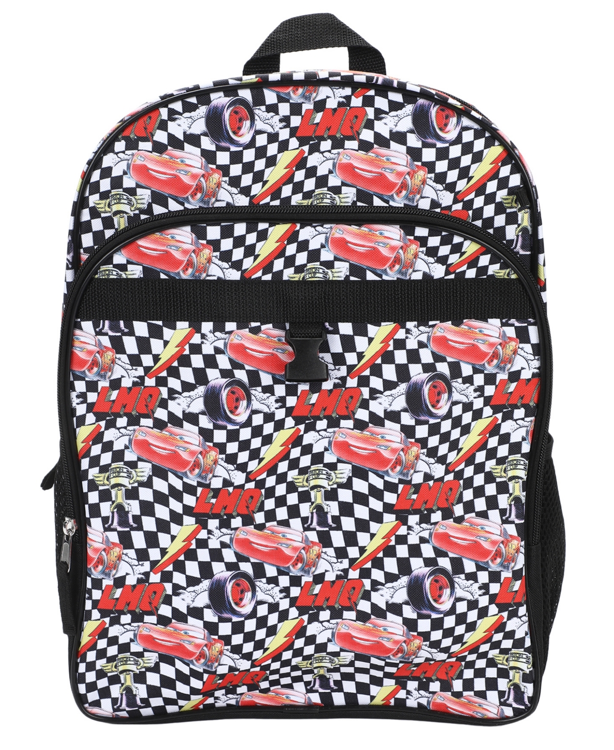 Bioworld Boys' Cars All Over Print Backpack, Lunch Bag, Key Chain and Pencil Case, 4-Piece Set