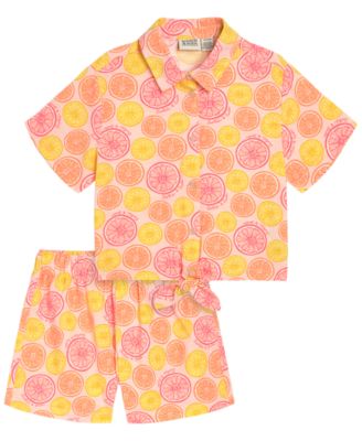 Toddler Girls' 2T-4T Short-Sleeve Shirt and Shorts, 2-Piece Set