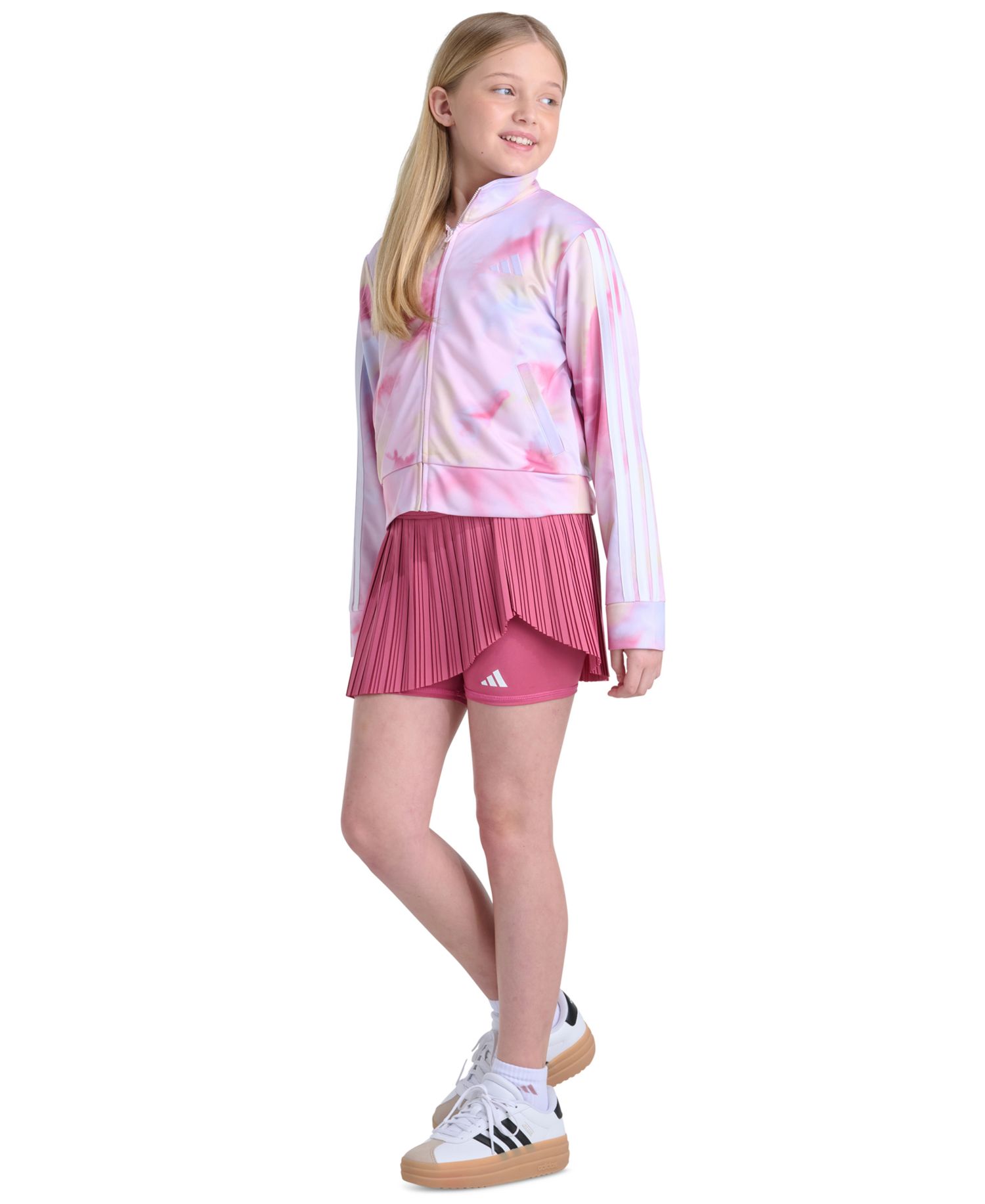 Girls' 8-16 Long-Sleeve Full-Zip Printed Tricot Jacket