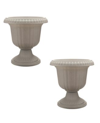 (2 Pack) 14" Outdoor Lightweight Resin Utopian Urn Planter, Stone