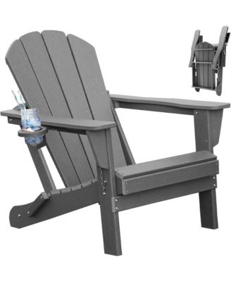 Folding Outdoor Adirondack Chairs with Cup Holders