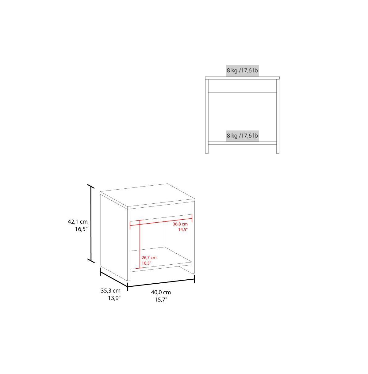 Fm Furniture Chroma Nightstands Set of 2 Modern Minimalist Bedroom Tables Open Storage, Wenge