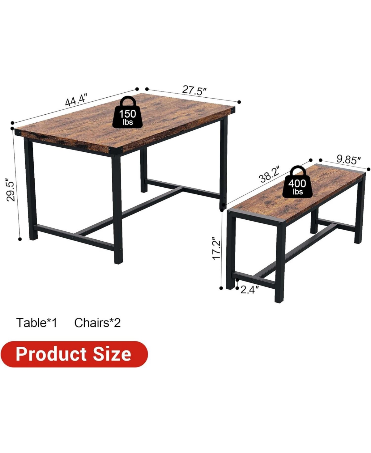 gaomon 3-Piece Dining Set for 4