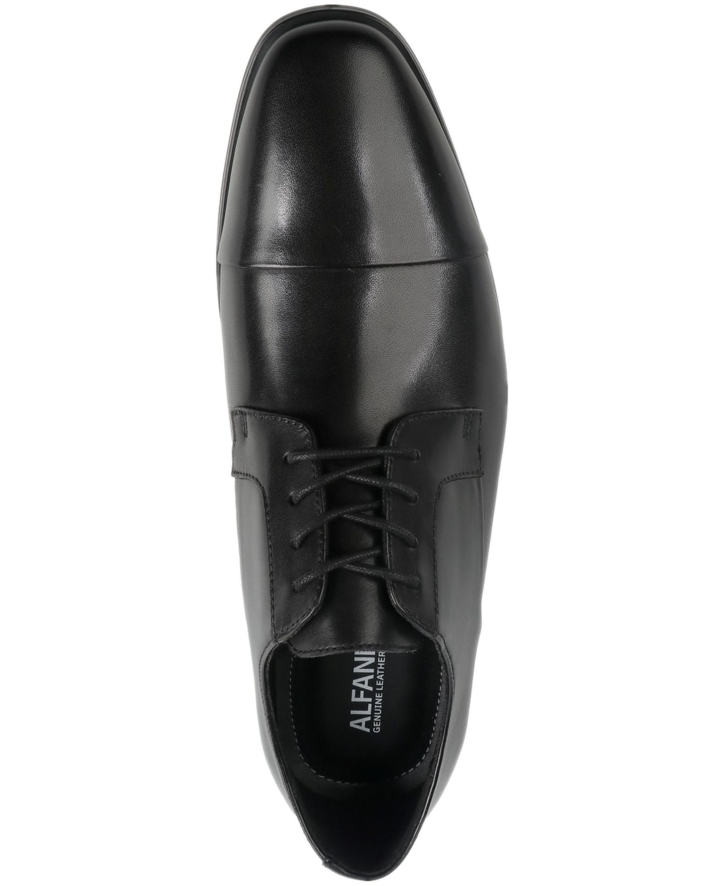 Мужские туфли Alfani Genuine Leather Cap-Toe Dress Shoes, цвет: Чёрный кожаный — фото 4