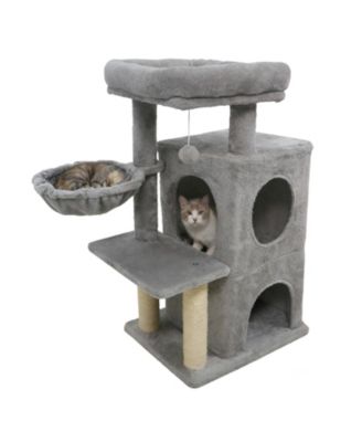 Cat Tree 2-Tier Condo Padded Plush Top Perch Sisal Scratching Posts