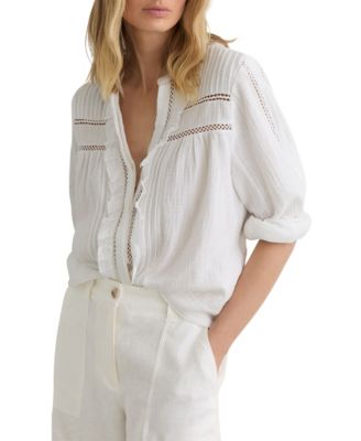 Women's Cotton Cheesecloth Long-Sleeve Top