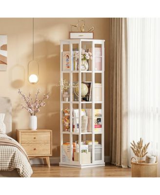 Corner 4-5 Tiers Display Shelves, Freestanding Rotating Bookshelf
