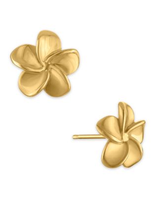 Polished Flower Stud Earrings in 10k Yellow Gold