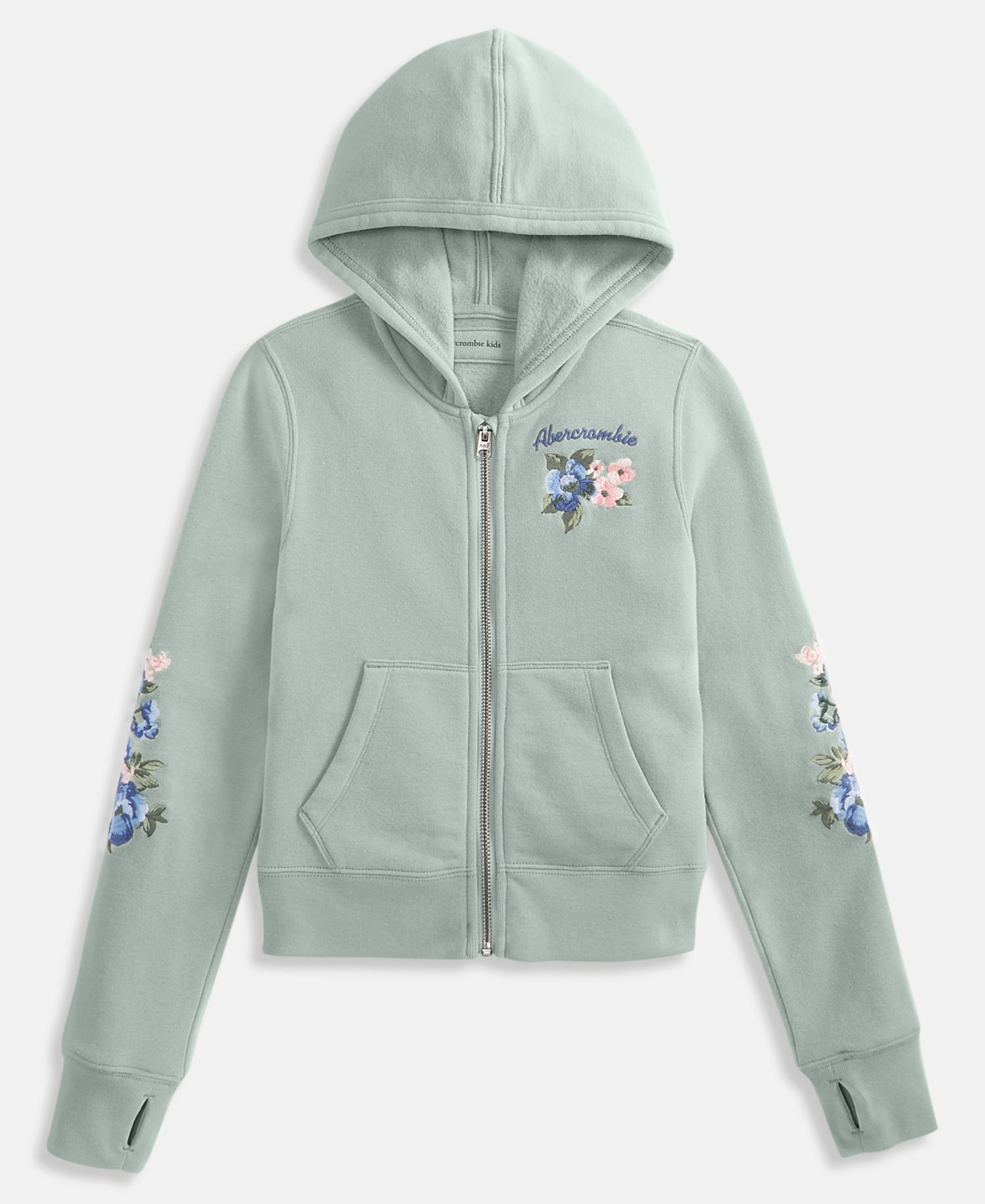 Girls' 5-16 Floral Full-Zip Hoodie