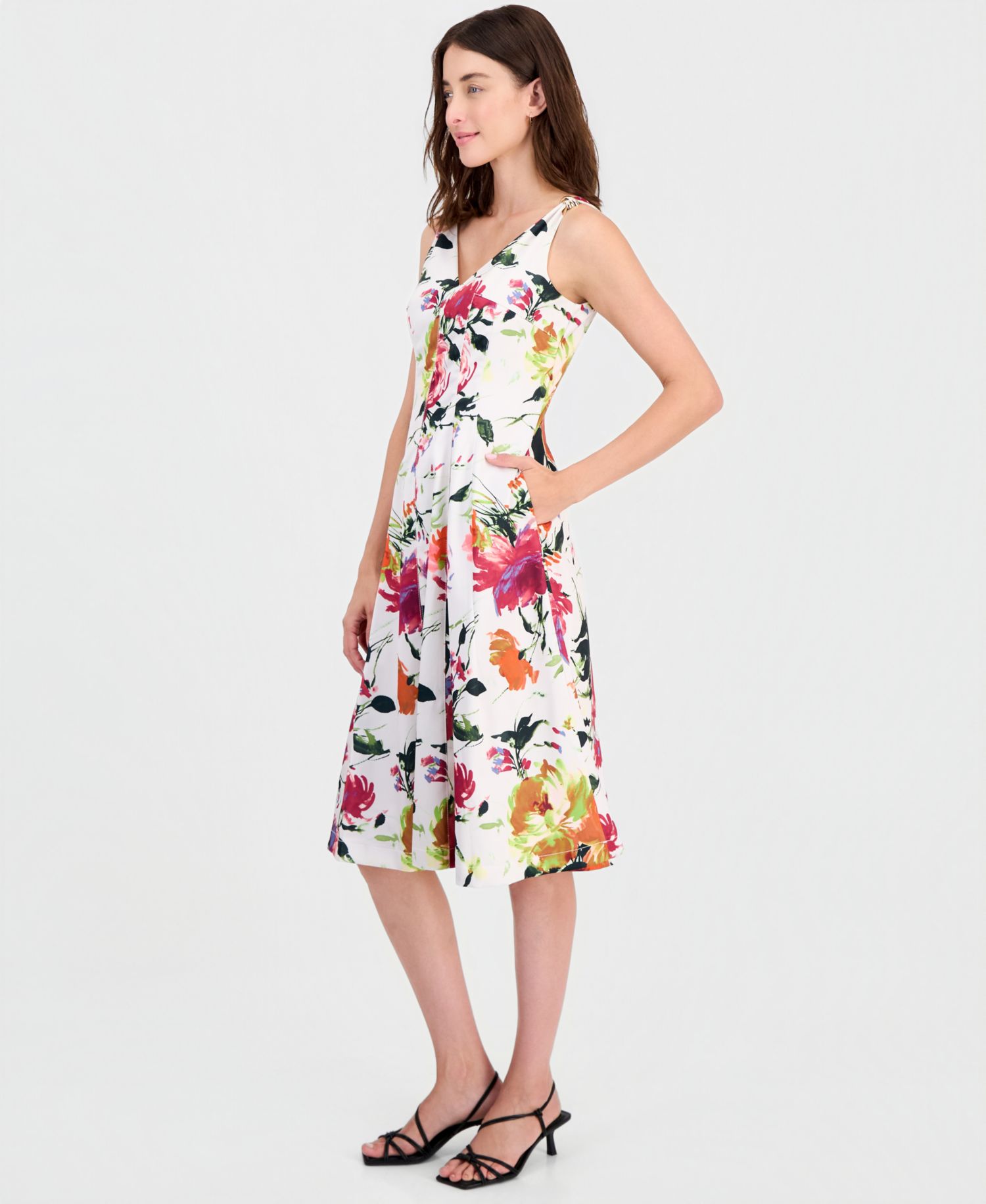 Women's Printed Sleeveless Fit & Flare Dress