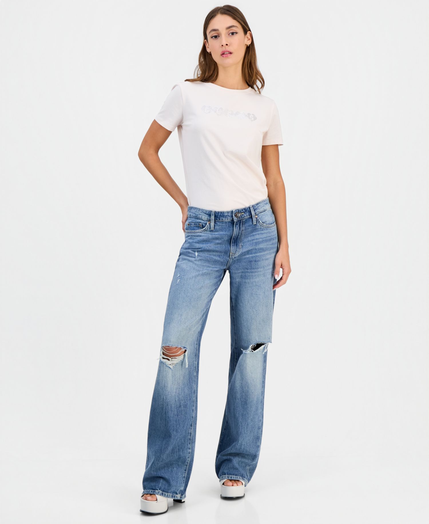 Women's Mid Rise Slouchy-Fit Straight-Leg Jeans