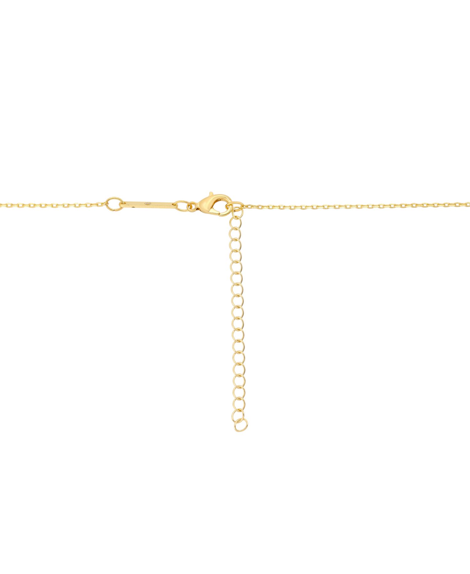 Cubic Zirconia Gold-Tone Plated Malachite Stone Cluster Charm Necklace