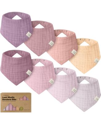 8pk Lumi Muslin Baby Bibs, Bandana Bibs for Baby Boy, Baby Girl, Muslin Drool Bib for Newborn, Toddler