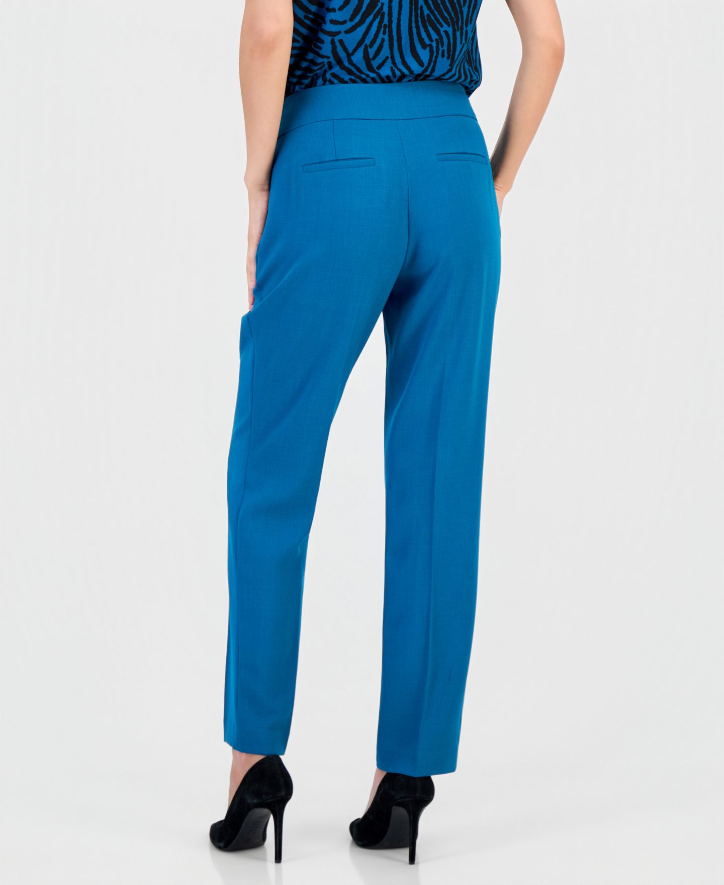 Женские брюки Kasper Ava Straight-Leg Crepe, цвет: Бирюзовый — фото 4