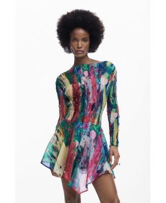 Women's Ruched Asymmetric Dress