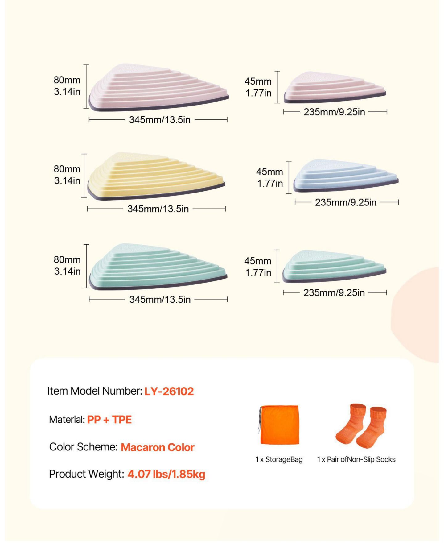 Детские игрушки Mecale Balance Stepping Stones for Kids, 6 Pieces Non-Slip Sensory Stones, 220 lbs Max, цвет: Серый — фото 3