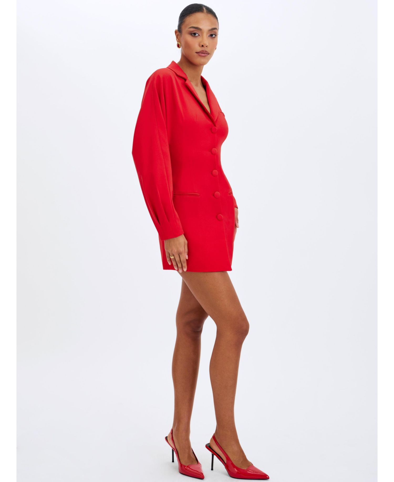 Women Blythe Cherry Red Batwing Blazer Mini Dress