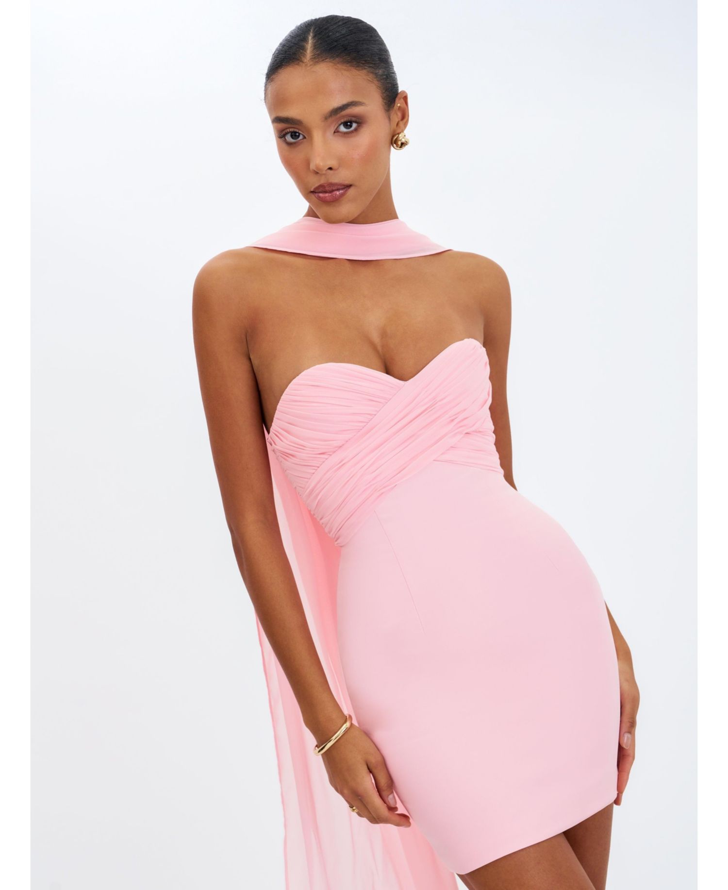 Women's Olivia Rose Pink Strapless Crossover Mini Dress