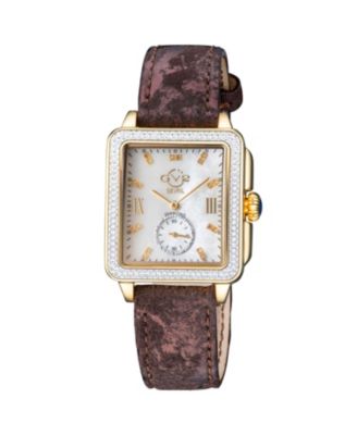 Women's Bari Tortoise Swiss Quartz Diamond Handmade Italian Leather Strap Watch