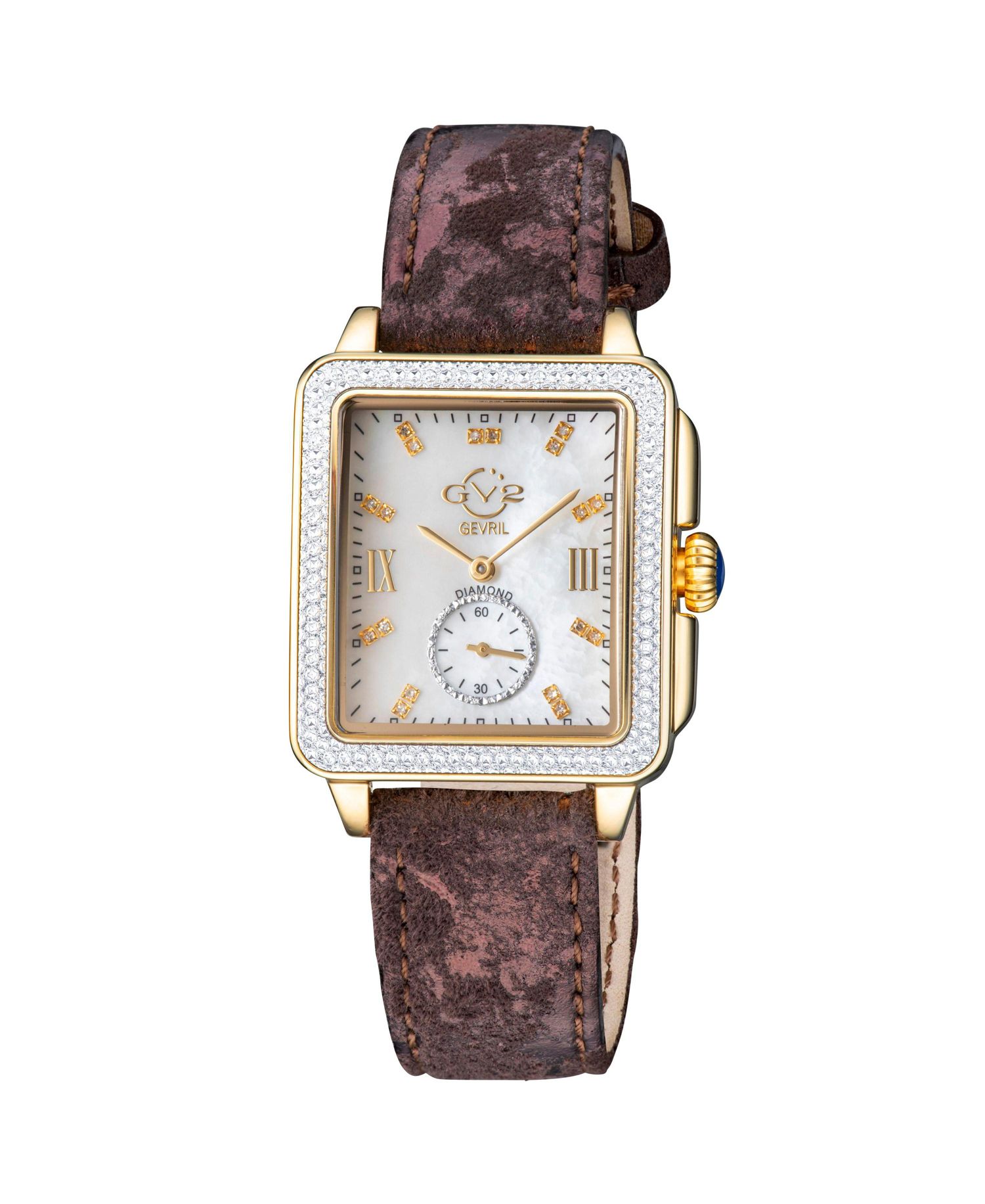 Women's Bari Tortoise Swiss Quartz Diamond Handmade Italian Leather Strap Watch