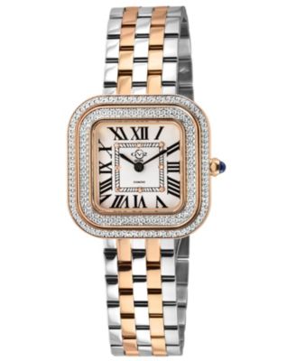GV2 by Gevril Women's Bellagio Swiss Quartz Diamond Two toned Ss Iprg Stainless Steel Bracelet Watch - Ip rose