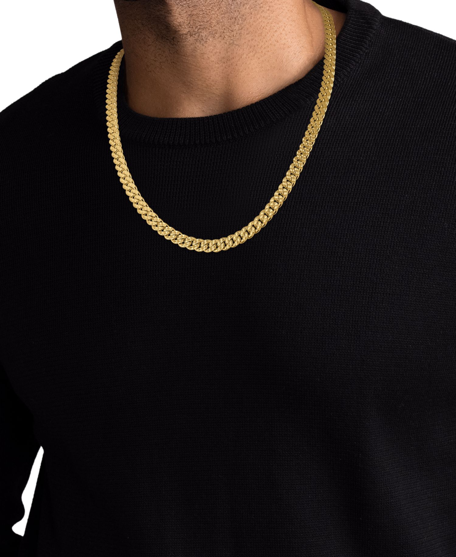 Men's Starburst Diamond-Cut Cuban Link Chain 22" Necklace in 14k Gold over Sterling Silver