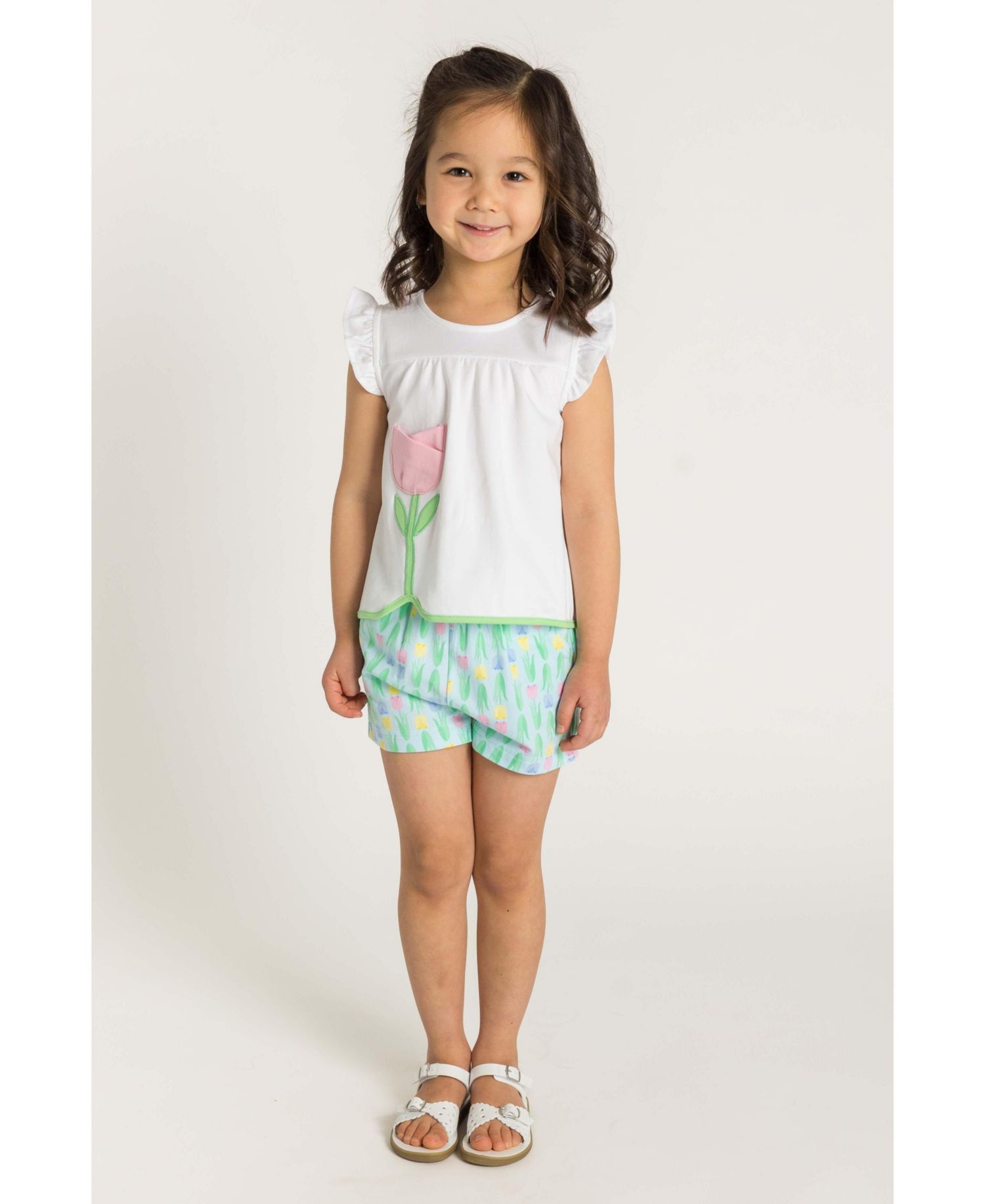 Little Girl 4- 6X Printed Knit Tulip Short Set
